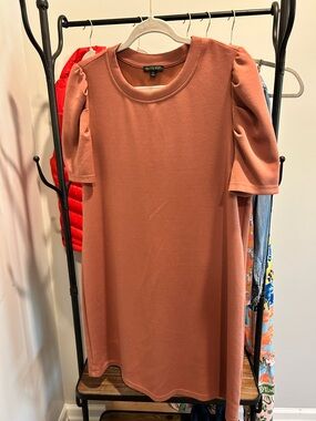 For Cynthia Rust Crewneck Shift Dress